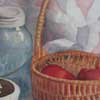 Quilt, Basket & Apples Watercolor Still LIfe